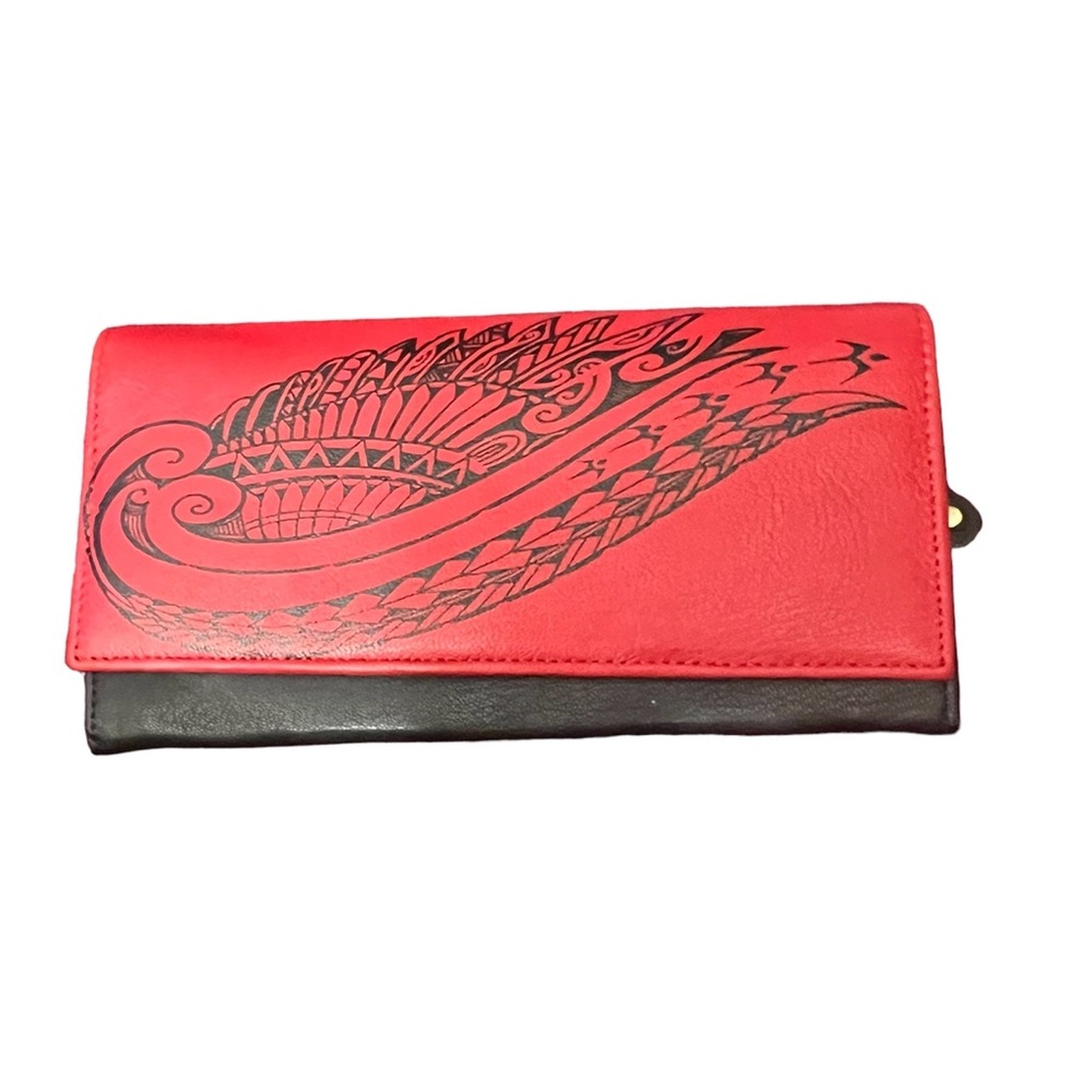 Nakoa | HIKIWALE KAULELE CLUTCH LEATHER WALLET Polynesian Hawaiian Tattoo NWT